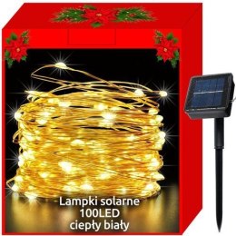 Lampki choinkowe solarne-druciki 100LED c.biały