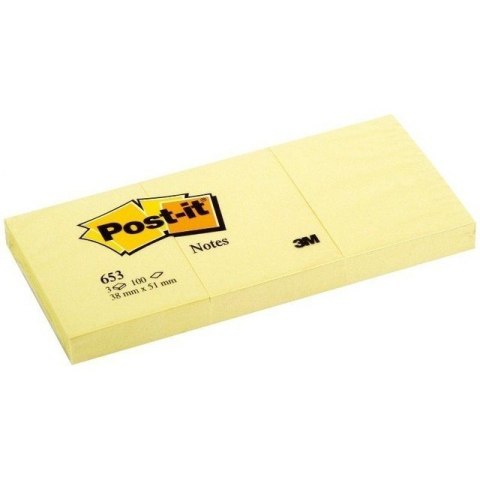 Karteczki Post-it 38x51mm (653) żółte (3x100)