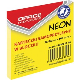 KARTECZKI OFFICE PRODUCTS 76X 76 MM ŻÓŁTE (100), ŻÓŁTY