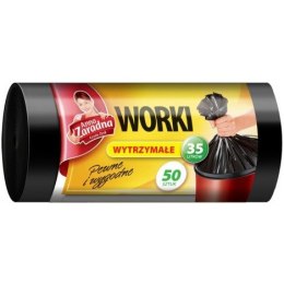 WORKI NA ŚMIECI 35 L HDPE CIENKIE CZARNE W ROLI (50)