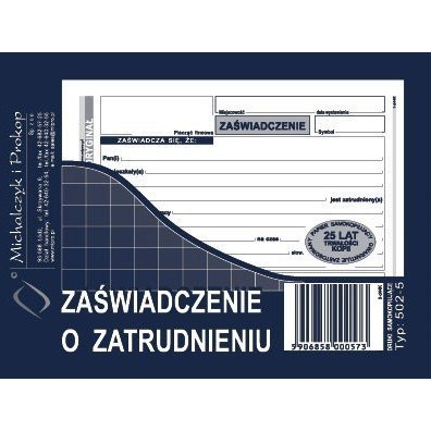 ZAŚWIADCZENIE O ZATRUDNIENIU (O+1K) MICHALCZYK I PROKOP A6