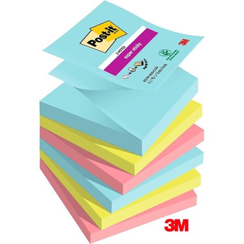 Karteczki Post-it Super Sticky Z-Notes 76x76mm (R330-6SS-COS) 3 kolory (6x90)