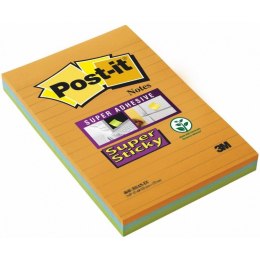 Karteczki Post-it Super Sticky 101x152mm w linie (4645-3SS-BOOS) mix kolorów (3x45)