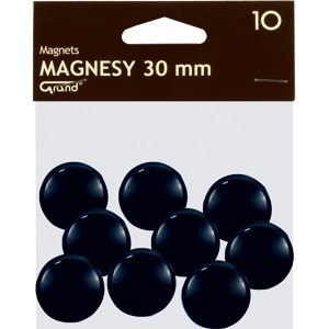 Magnesy do tablic Grand śr.30mm czarne (10), CZARNY