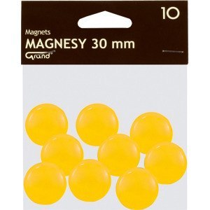 Magnesy do tablic Grand śr.30mm żółte (10), ŻÓŁTY