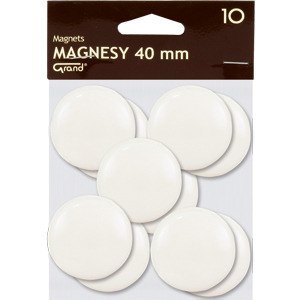 Magnesy do tablic Grand śr.40mm białe (10), BIAŁY